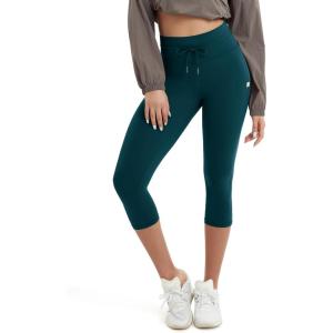 imageODODOS Womens Drawstring Tie Daily Capri Leggings 19quot Inseam High Waist Workout Cropped Yoga PantsForest Teal