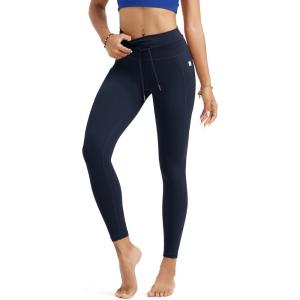imageODODOS Womens Drawstring Tie Daily Pocket Leggings 25quot  28quot High Waist Workout Yoga PantsDeep Navy