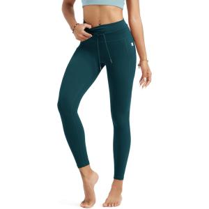 imageODODOS Womens Drawstring Tie Daily Pocket Leggings 25quot  28quot High Waist Workout Yoga PantsForest Teal
