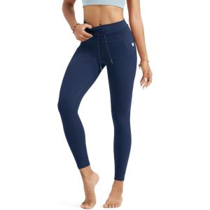 imageODODOS Womens Drawstring Tie Daily Pocket Leggings 25quot  28quot High Waist Workout Yoga PantsNavy