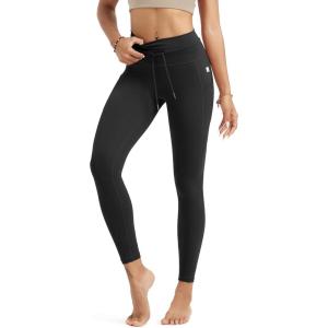 imageODODOS Womens Drawstring Tie Daily Pocket Leggings 25quot  28quot High Waist Workout Yoga PantsOnyx Black