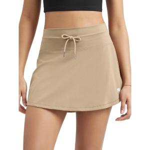 imageODODOS Womens Drawstring Tie Daily Skirts Builtin Shorts Athletic Golf Tennis Skorts with Ball PocketBeige