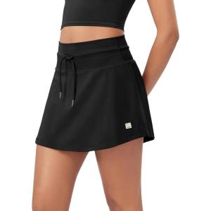 imageODODOS Womens Drawstring Tie Daily Skirts Builtin Shorts Athletic Golf Tennis Skorts with Ball PocketBlack