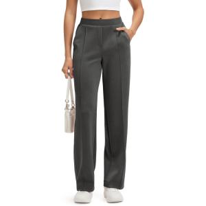 imageODODOS Womens Modal Soft Classic Pants Mid Rise PullOn Lounge Casual Work Pants with Pockets29 InseamCharcoal