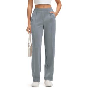 imageODODOS Womens Modal Soft Classic Pants Mid Rise PullOn Lounge Casual Work Pants with Pockets29 InseamGrey Blue