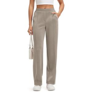 imageODODOS Womens Modal Soft Classic Pants Mid Rise PullOn Lounge Casual Work Pants with Pockets29 InseamKhaki