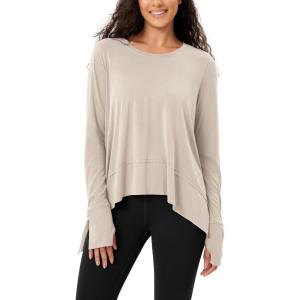 imageODODOS Womens Modal Soft Long Sleeve Tee with Thumb Hole Athletic Gym Workout Tops Yoga ShirtsAbalonewashed
