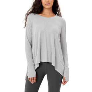 imageODODOS Womens Modal Soft Long Sleeve Tee with Thumb Hole Athletic Gym Workout Tops Yoga ShirtsHeather Greywashed