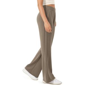 imageODODOS Womens Modal Soft Mini Flared Pants with Pockets High Waist PullOn Casual Lounge Pants2931quot InseamEspresso Taupe