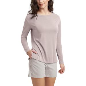 imageODODOS Womens PeachSoft Boat Neck Long Sleeve Shirt Side Slit Relaxed Fit Casual Top for Yoga ampamp LoungeDusty Pink