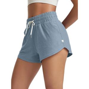 imageODODOS Womens Performance Shorts Ultra Soft Stratum Tech Mid Rise Relaxed Shorts with Pocket 3quot Inseam Moisture WickingDusty Blue Heather