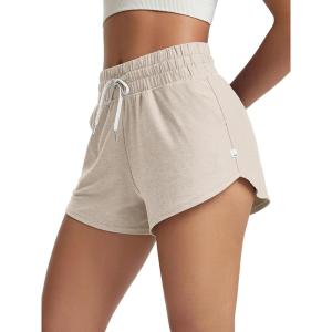 imageODODOS Womens Performance Shorts Ultra Soft Stratum Tech Mid Rise Relaxed Shorts with Pocket 3quot Inseam Moisture WickingEcru Heather