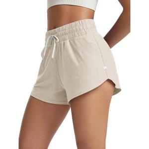 imageODODOS Womens Performance Shorts Ultra Soft Stratum Tech Mid Rise Relaxed Shorts with Pocket 3quot Inseam Moisture WickingMilkweed Heather