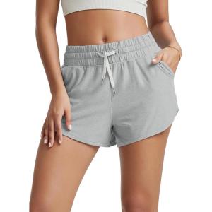 imageODODOS Womens Performance Shorts Ultra Soft Stratum Tech Mid Rise Relaxed Shorts with Pocket 3quot Inseam Moisture WickingPale Grey Heather