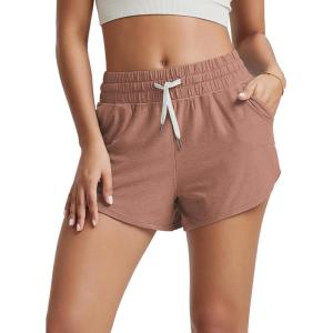 imageODODOS Womens Performance Shorts Ultra Soft Stratum Tech Mid Rise Relaxed Shorts with Pocket 3quot Inseam Moisture WickingTamarind Heather