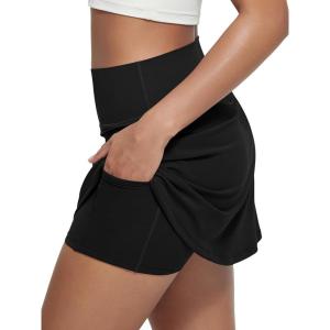 imageODODOS Womenss High Waist Tennis Skirts Cloud Feeling Builtin Shorts Athletic Golf Casual Skorts with PocketsBlack