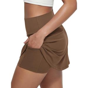 imageODODOS Womenss High Waist Tennis Skirts Cloud Feeling Builtin Shorts Athletic Golf Casual Skorts with PocketsBrunette