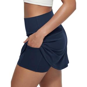 imageODODOS Womenss High Waist Tennis Skirts Cloud Feeling Builtin Shorts Athletic Golf Casual Skorts with PocketsNavy