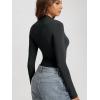 imageODODOS Womens Double Layer Mock Neck Long Sleeve TShirts UltraSoft Lightweight Basic Tee Slim Fit TopBlack