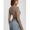 imageODODOS Womens Double Layer Mock Neck Long Sleeve TShirts UltraSoft Lightweight Basic Tee Slim Fit TopChocolate Malt