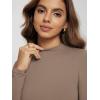 imageODODOS Womens Double Layer Mock Neck Long Sleeve TShirts UltraSoft Lightweight Basic Tee Slim Fit TopChocolate Malt