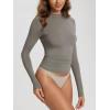 imageODODOS Womens Double Layer Mock Neck Long Sleeve TShirts UltraSoft Lightweight Basic Tee Slim Fit TopDesert Taupe