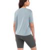 imageODODOS Modal Soft Short Sleeve Shirts for Women Crew Neck Yoga Tee Casual Workout TopsBlue Fog
