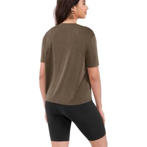 imageODODOS Modal Soft Short Sleeve Shirts for Women Crew Neck Yoga Tee Casual Workout TopsBrown