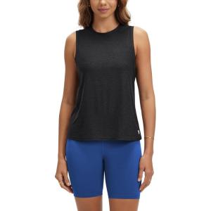 imageODODOS Womens Performance Tank Ultra Soft Stratum Tech Sleeveless Tee Shirts High Crew Neck Pullover TopBlack Heather