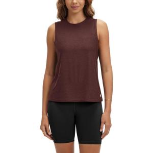 imageODODOS Womens Performance Tank Ultra Soft Stratum Tech Sleeveless Tee Shirts High Crew Neck Pullover TopJava Heather