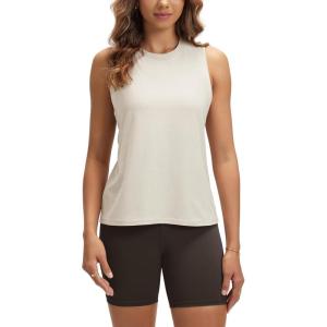 imageODODOS Womens Performance Tank Ultra Soft Stratum Tech Sleeveless Tee Shirts High Crew Neck Pullover TopMilkweed Heather