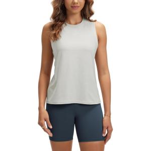 imageODODOS Womens Performance Tank Ultra Soft Stratum Tech Sleeveless Tee Shirts High Crew Neck Pullover TopSalt Heather