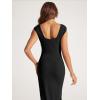 imageODODOS Womens Cloud Feeling Front Split Midi Dress Square Back Crew Neck Sleeveless Bodycon Tank DressBlack