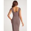 imageODODOS Womens Cloud Feeling Front Split Midi Dress Square Back Crew Neck Sleeveless Bodycon Tank DressPurple Taupe
