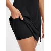 imageODODOS Womens Front Slit Tank Dress with Separate Shorts and Built in Bra Cloud Feeling Square Neck Mini Tennis DressBlack