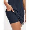 imageODODOS Womens Front Slit Tank Dress with Separate Shorts and Built in Bra Cloud Feeling Square Neck Mini Tennis DressDeep Navy