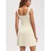 imageODODOS Womens Front Slit Tank Dress with Separate Shorts and Built in Bra Cloud Feeling Square Neck Mini Tennis DressOat Milk