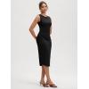 imageODODOS Womens Side Shirred Midi Tank Dress Cloud Feeling Crewneck Sleeveless Bodycon DressBlack