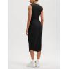 imageODODOS Womens Side Shirred Midi Tank Dress Cloud Feeling Crewneck Sleeveless Bodycon DressBlack