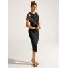 imageODODOS Womens Side Shirred Midi Tank Dress Cloud Feeling Crewneck Sleeveless Bodycon DressBlack