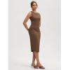 imageODODOS Womens Side Shirred Midi Tank Dress Cloud Feeling Crewneck Sleeveless Bodycon DressBrunette