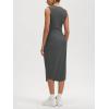 imageODODOS Womens Side Shirred Midi Tank Dress Cloud Feeling Crewneck Sleeveless Bodycon DressCharcoal