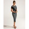 imageODODOS Womens Side Shirred Midi Tank Dress Cloud Feeling Crewneck Sleeveless Bodycon DressCharcoal