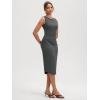 imageODODOS Womens Side Shirred Midi Tank Dress Cloud Feeling Crewneck Sleeveless Bodycon DressCharcoal