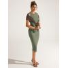 imageODODOS Womens Side Shirred Midi Tank Dress Cloud Feeling Crewneck Sleeveless Bodycon DressDark Olive