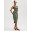 imageODODOS Womens Side Shirred Midi Tank Dress Cloud Feeling Crewneck Sleeveless Bodycon DressDark Olive