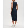 imageODODOS Womens Side Shirred Midi Tank Dress Cloud Feeling Crewneck Sleeveless Bodycon DressDeep Navy