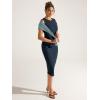 imageODODOS Womens Side Shirred Midi Tank Dress Cloud Feeling Crewneck Sleeveless Bodycon DressDeep Navy