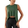 imageODODOS Modal Soft Sleeveless Crop Top for Women Athletic Tee Gym Workout Cropped Yoga TankDark Greenwashed Crop