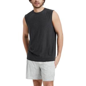 imageODODOS Mens Muscle Tee  Stratum Tech Performance Tank Ultra Soft Moisture Wicking UPF 50 Sleeveless ShirtsBlack Heather